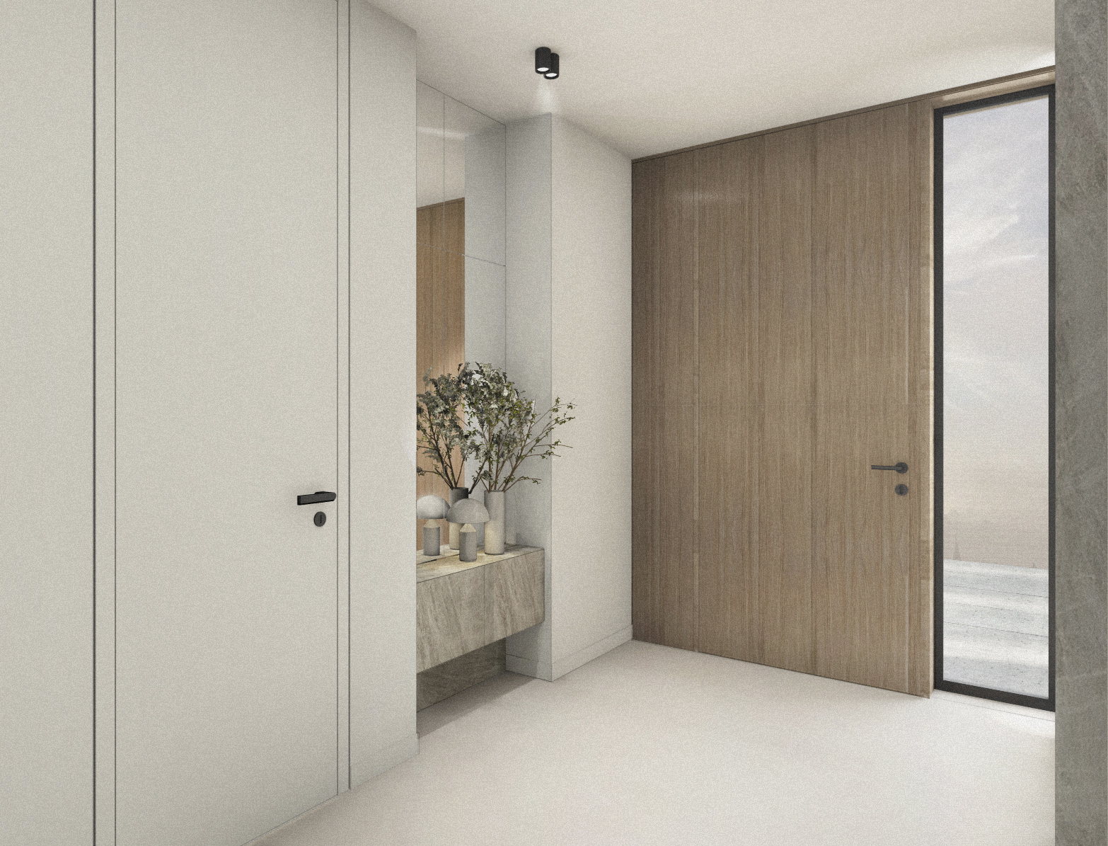 Innenarchitektur Koblenz
3D-Visualisierung des Eingangsbereichs eines Hauses mit Eiche und Naturstein – modernes Design mit natürlichen Materialien.