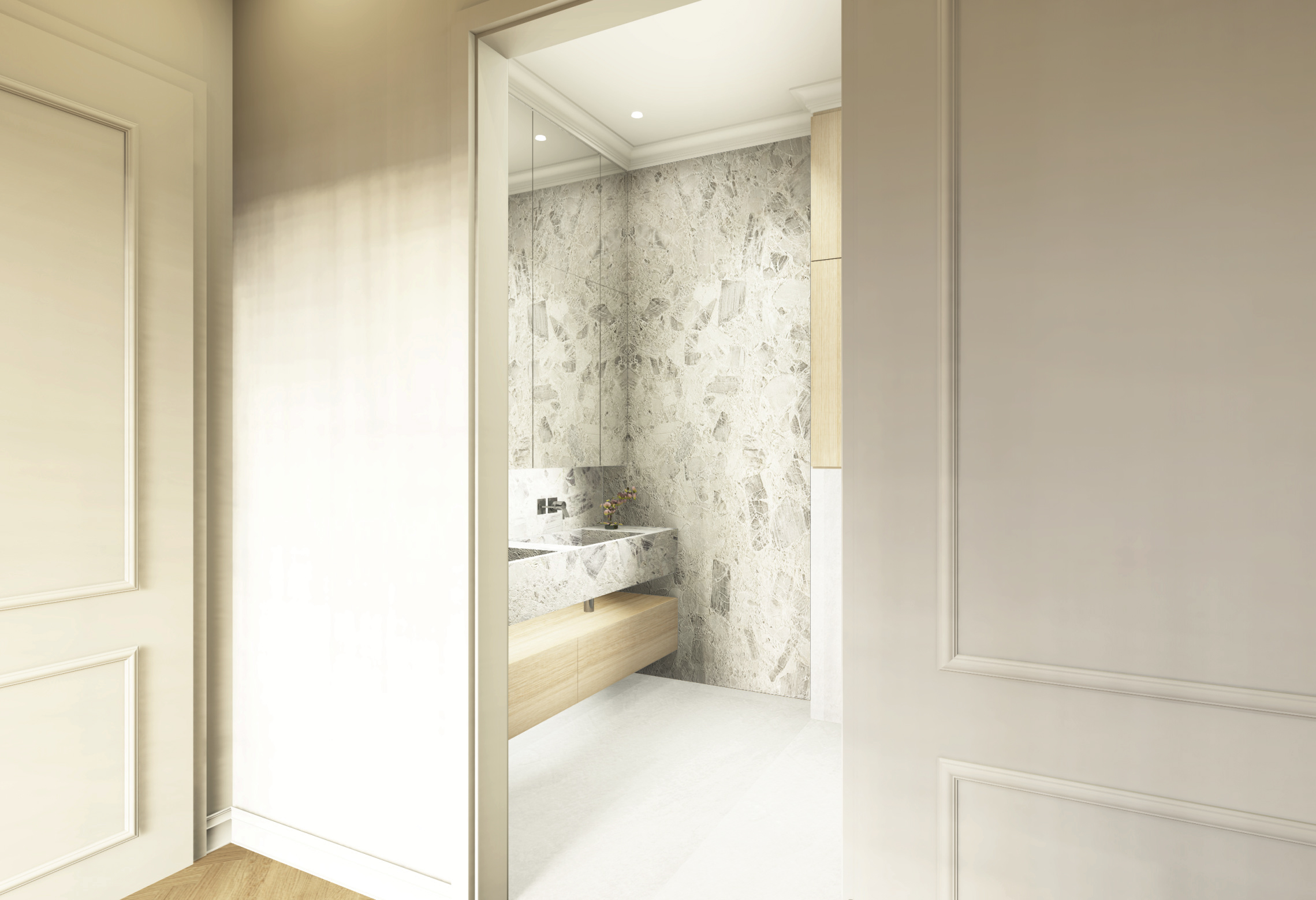 Modernes Badezimmer mit edle Materialien und feine Details